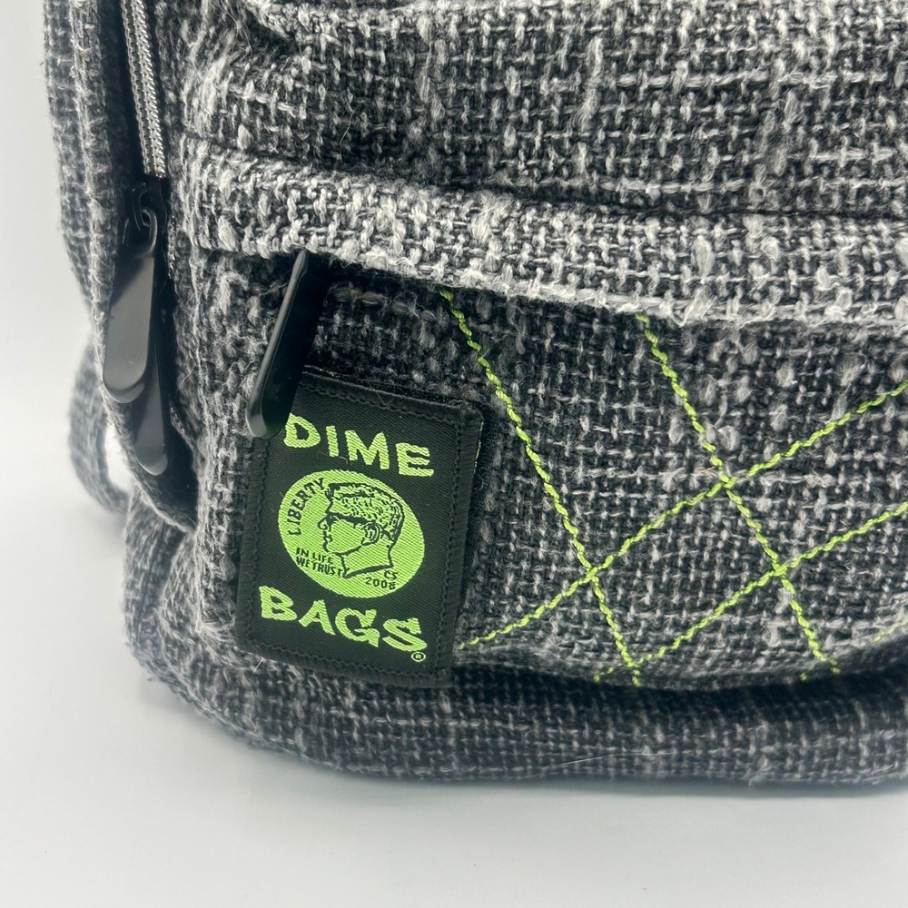 Dime Bags Hemp Woven Mini Backpack Gray Black Textured Small Rucksack - Picture 2 of 10